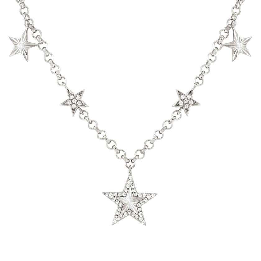 Nomination TRUEJOY Halskette aus 925er Silber, dazu mit Cubic Zirkonia verzierte Charm-Anhaenger (007_Stern (Silber)) 240102/007