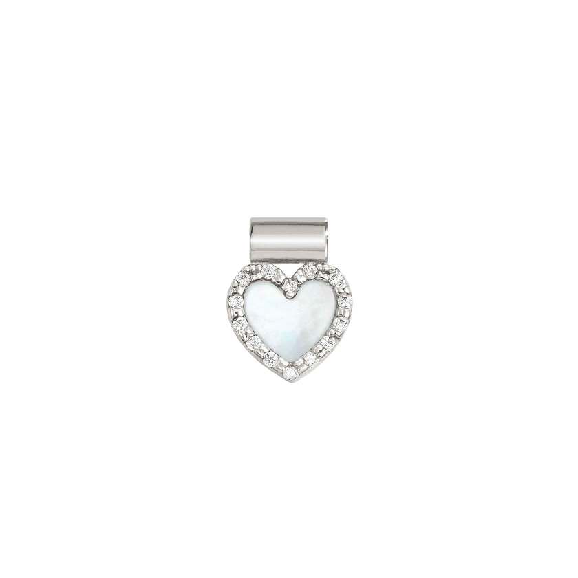 Nomination SEIMIA CANDY Anhaenger aus 925er Silber, mit Cubic Zirkonia und Edelsteinen verziert (013_(Perlmutt-Herz, Weiss)) 148826/013