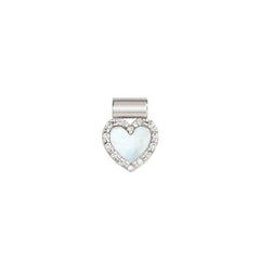 Nomination SEIMIA CANDY Anhaenger aus 925er Silber, mit Cubic Zirkonia und Edelsteinen verziert (013_(Perlmutt-Herz, Weiss)) 148826/013