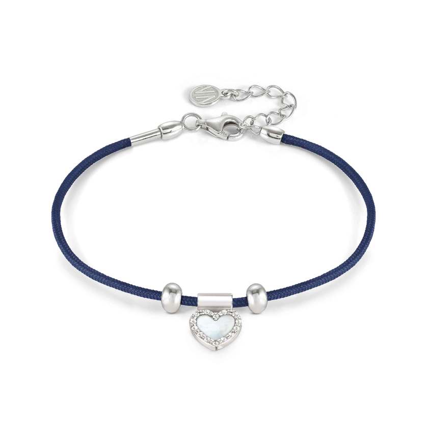 Nomination SEIMIA CANDY Seil-Armband, dazu Herz-Anhaenger aus 925er Silber, mit Stein und Cubic Zirkonia verziert (004_blau) 148835/004