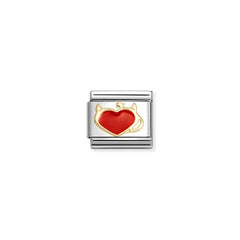 Nomination Composable Classic LOVE Edelstahl, Email und 18K-Gold (51_(Teufel-Herz)) 030207/51