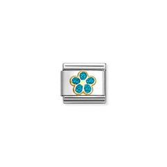 Nomination COMPOSABLE CLASSIC GLITTER SYMBOLE Element aus Edelstahl, mit 18Kt-Gelbgold und Emaille verziert (16_(Blume, Blau)) 030220/16
