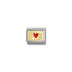 Nomination COMPOSABLE CLASSIC PLAETTCHEN Edelstahl, Email und 18k gold (58_(rotes Herz, diamantiert)) 030284/58