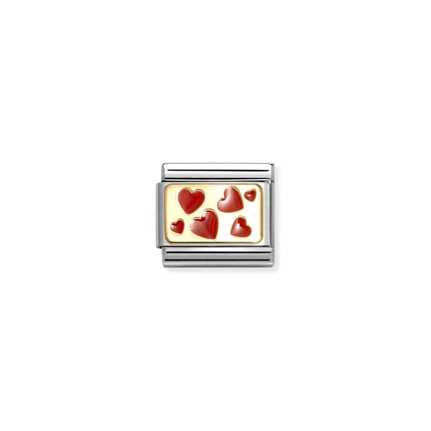 Nomination COMPOSABLE CLASSIC PLAETTCHEN Edelstahl, Email und 18k gold (59_(Herzen)) 030284/59