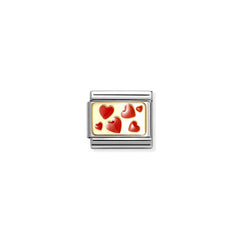 Nomination COMPOSABLE CLASSIC PLAETTCHEN Edelstahl, Email und 18k gold (59_(Herzen)) 030284/59