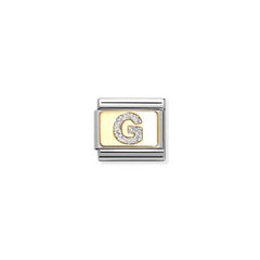 Nomination COMPOSABLE CLASSIC GLITZER-BUCHSTABEN Element aus Edelstahl, mit Emaille und 18kt Gelbgold verziert (07_G) 030291/07