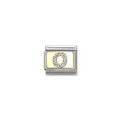 Nomination COMPOSABLE CLASSIC GLITZER-BUCHSTABEN Element aus Edelstahl, mit Emaille und 18kt Gelbgold verziert (15_O) 030291/15