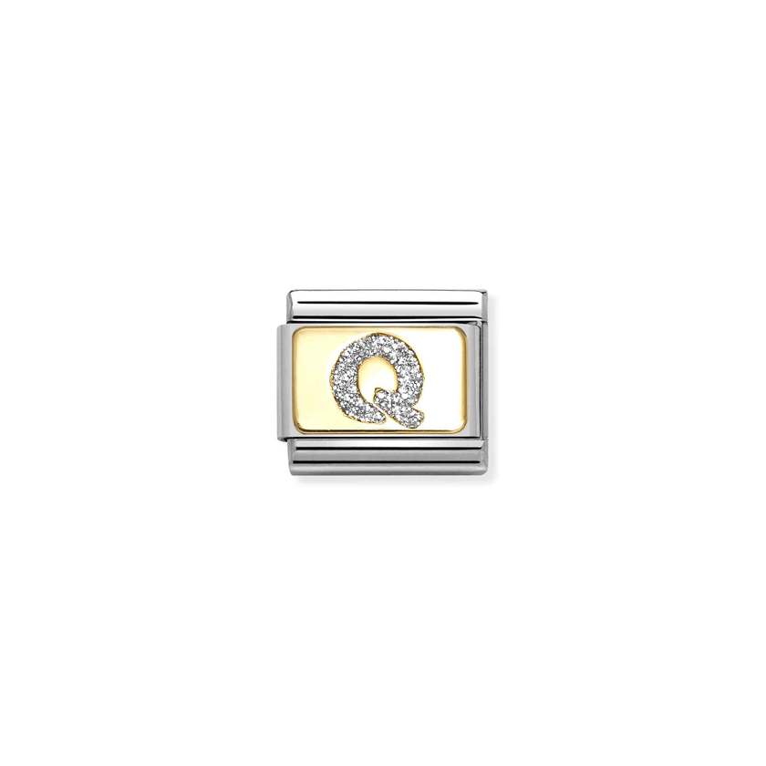 Nomination COMPOSABLE CLASSIC GLITZER-BUCHSTABEN Element aus Edelstahl, mit Emaille und 18kt Gelbgold verziert (17_Q) 030291/17