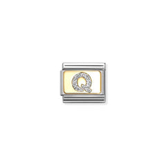 Nomination COMPOSABLE CLASSIC GLITZER-BUCHSTABEN Element aus Edelstahl, mit Emaille und 18kt Gelbgold verziert (17_Q) 030291/17