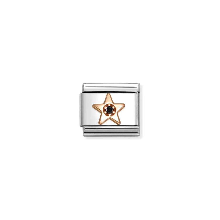 Nomination COMPOSABLE CLASSIC SYMBOLE aus Edelstahl, mit 9Kt Rosegold verziert, (38_(Stern, Schwarz)) 430305/38