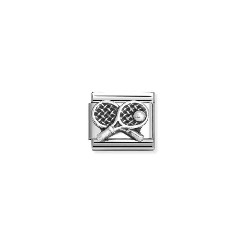 Nomination COMPOSABLE CLASSIC OXIDIERTE SYMBOLE aus Edelstahl, mit 925er Silber verziert, (68_(Tennisschlaeger)) 330101/68