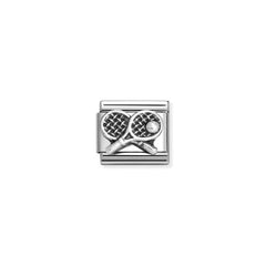 Nomination COMPOSABLE CLASSIC OXIDIERTE SYMBOLE aus Edelstahl, mit 925er Silber verziert, (68_(Tennisschlaeger)) 330101/68