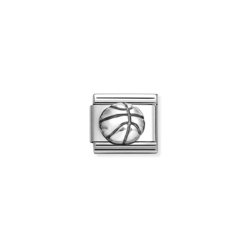 Nomination COMPOSABLE CLASSIC OXIDIERTE SYMBOLE aus Edelstahl, mit 925er Silber verziert, (70_(Basketball)) 330101/70
