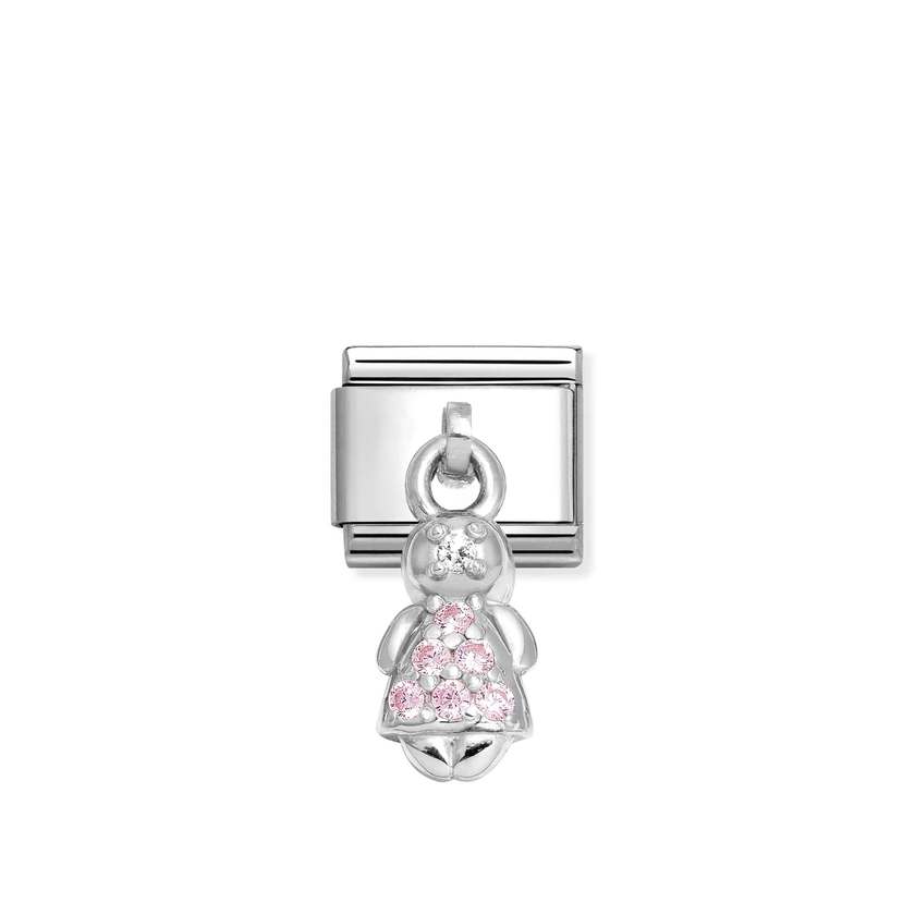 Nomination Composable Classic CHARMS Edelstahl und Silber 925 (28_(Maedchen, Rosa)) 331800/28