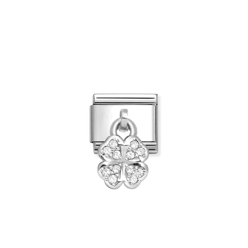 Nomination Composable Classic CHARMS Edelstahl und Silber 925 (31_(Gluecksklee, Weiss)) 331800/31