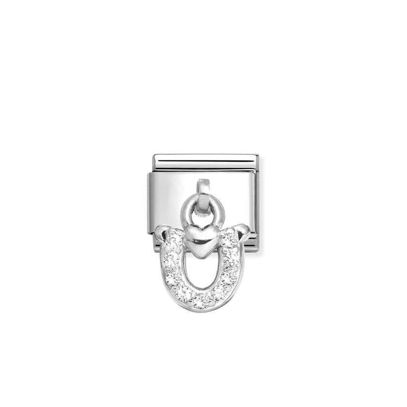 Nomination Composable Classic CHARMS Edelstahl und Silber 925 (32_(Hufeisen mit Herz)) 331800/32