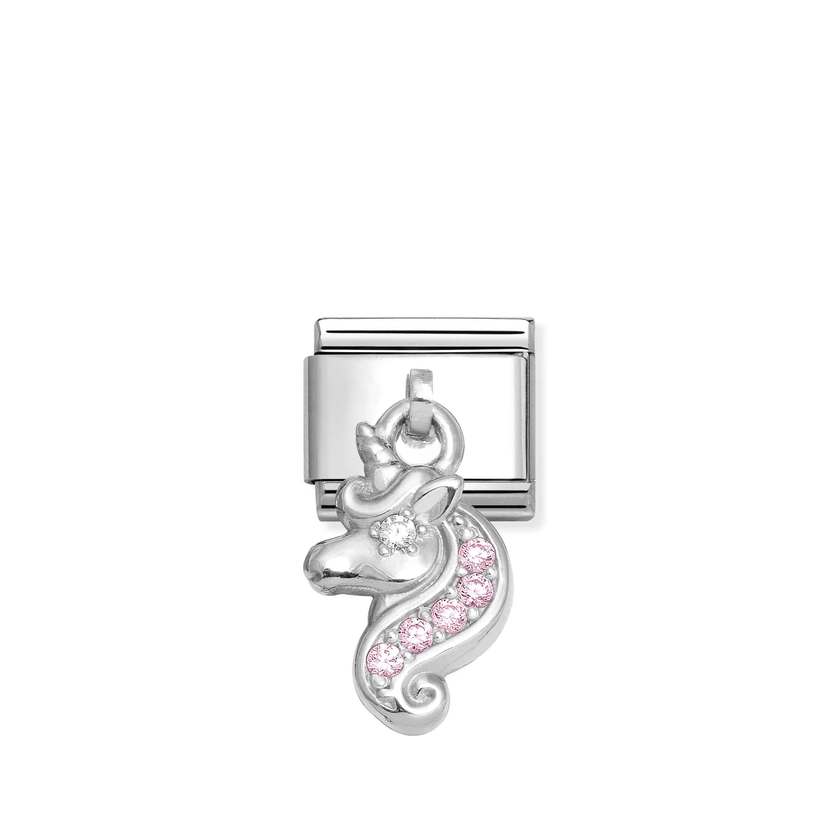 Nomination Composable Classic CHARMS Edelstahl und Silber 925 (36_(Einhorn, Rosa)) 331800/36