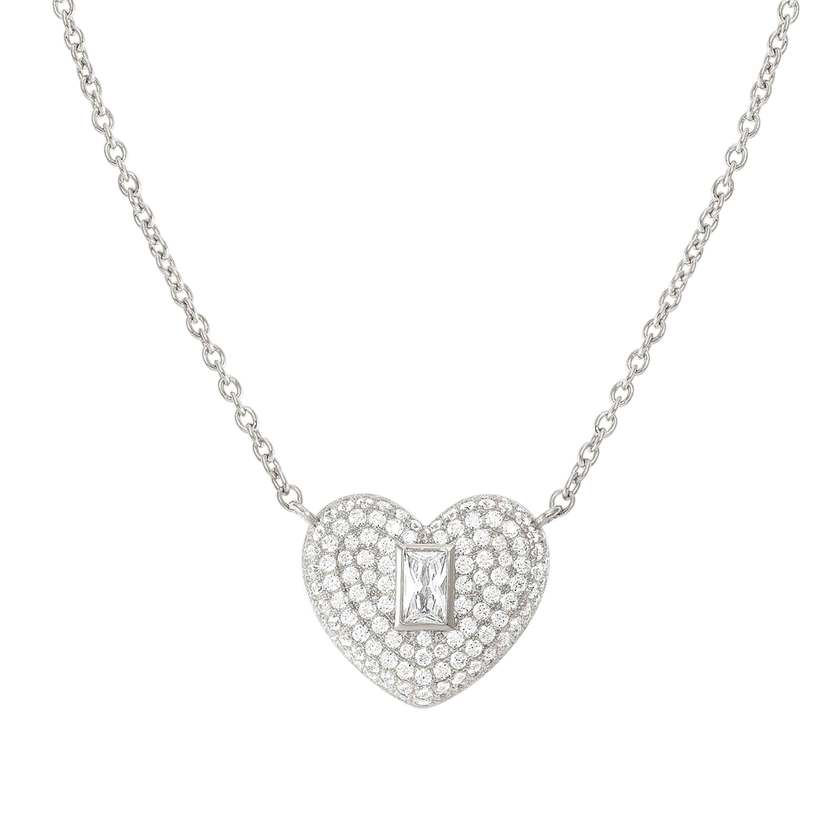 Nomination DOMINA Halskette aus 925er Silber, dazu mit Cubic Zirkonia in PavÃ©-Fassung besetzter Anhaenger (031_Herz) 240406/031