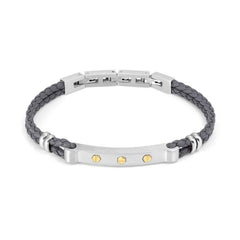 Nomination MANVISION Kunstleder-Armband, dazu mit Sechskantschrauben verzierte Plakette (051_Grau) 133003/051
