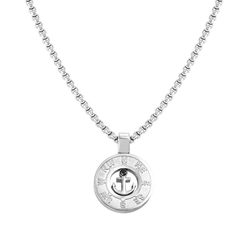 Nomination MANVISION Halskette aus Edelstahl, dazu mit Cubic Zirkonia verzierter Anker-Anhaenger (001_Edelstahl) 133008/001