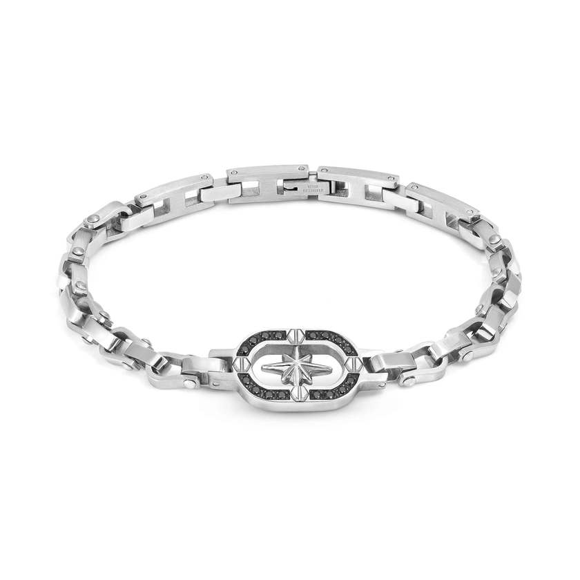 Nomination MANVISION Armband aus Edelstahl, dazu mit Cubic Zirkonia umrandetes Schmuckelement (014_Windrose) 133013/014