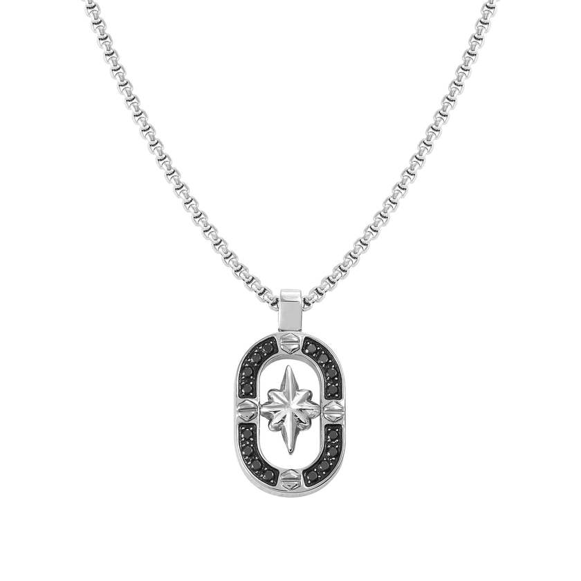 Nomination MANVISION Halskette aus Edelstahl, dazu mit Cubic Zirkonia umrandeter Anhaenger (014_Windrose) 133014/014