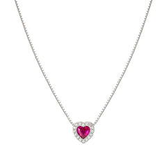 Nomination ALLMYLOVE Halskette aus 925er Silber, dazu 1 mit Cubic Zirkonia besetzter Herz-Anhaenger (006_ROT) 240302/006