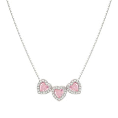 Nomination ALLMYLOVE Halskette aus 925er Silber, dazu 3 mit Cubic Zirkonia besetzte Herz-Anhaenger (002_ROSA) 240303/002