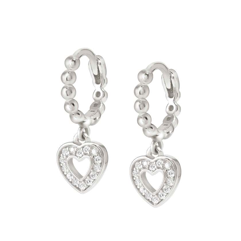 Nomination LOVECLOUD Creolen aus 925er Silber, dazu mit Cubic Zirkonia besetzte Anhaenger (009_Herz Silber) 240507/009