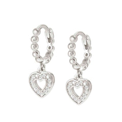 Nomination LOVECLOUD Creolen aus 925er Silber, dazu mit Cubic Zirkonia besetzte Anhaenger (009_Herz Silber) 240507/009