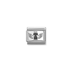 Nomination COMPOSABLE CLASSIC PLATTEN Element aus Edelstahl, mit 925er Silber verziert (46_(gefluegelter Hund)) 330111/46