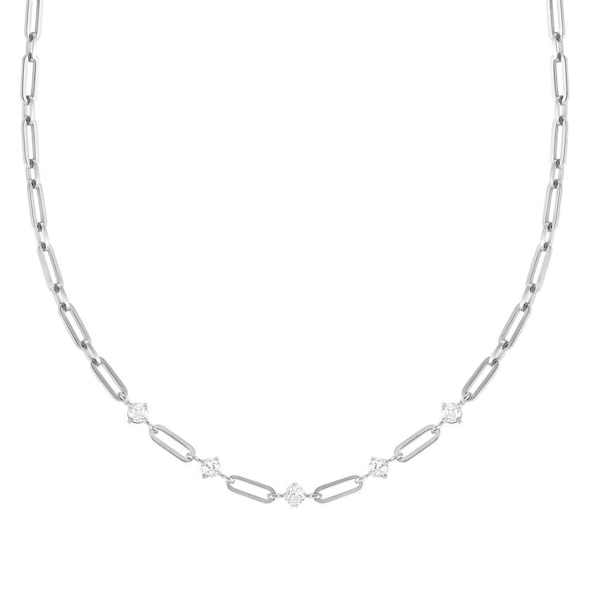 Nomination CHAINSOFSTYLE Halskette (L: 46cm) aus Edelstahl, mit Cubic Zirkonia verziert (001_Edelstahl) 029401/001