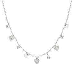 Nomination LUCENTISSIMA Halskette aus 925er Silber, mit Charm-AnhÃ¤ngern und Cubic Zirkonia-PavÃ©s verziert (001_Silbernes Herz) 240703/001