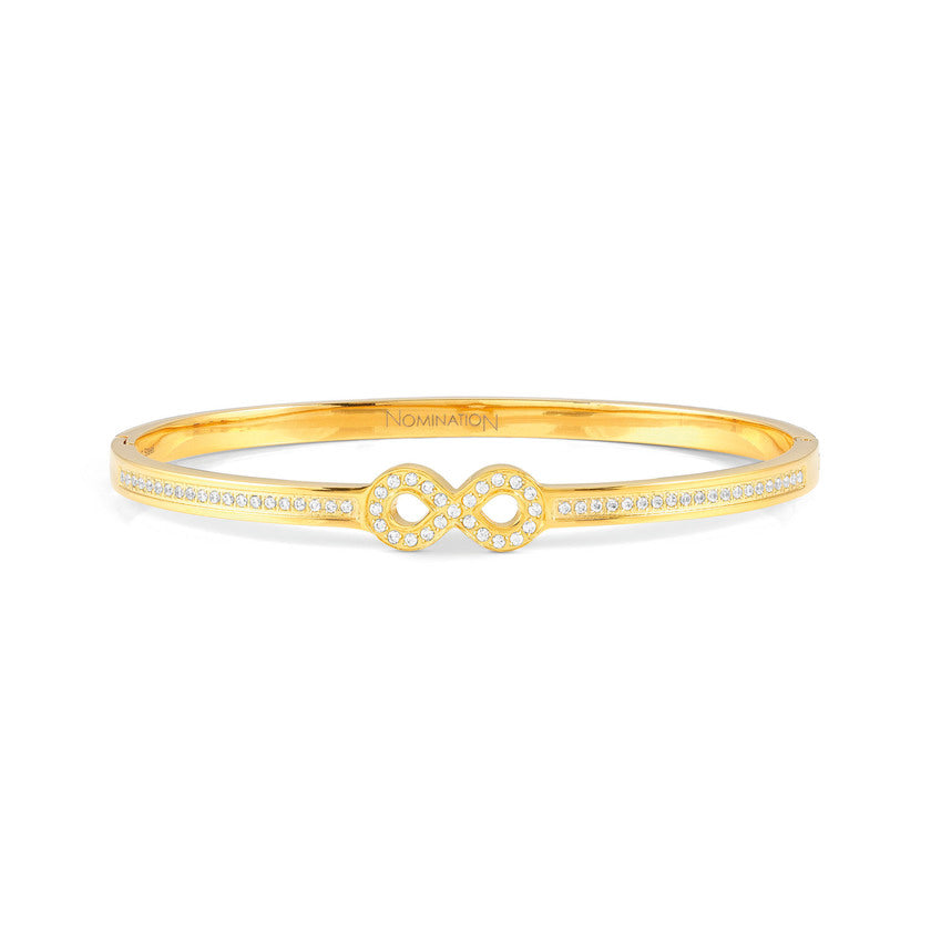 Nomination PRETTY BANGLES Armreif aus Edelstahl (Small), dazu integriertes Symbol, mit Cubic Zirkonia verziert (067_(Infinity, Gelbgold)) 029501/067