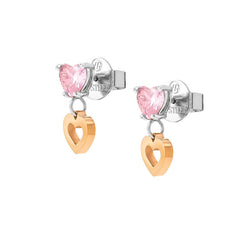 Nomination PRINCIPESSINA Ohrstecker aus Edelstahl, mit Cubic Zirkonia im Herz-Schliff und rose PVD-beschichteten Anhaenger verziert (022_Herz) 029603/022