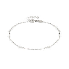 Nomination ANKLETS Fusskette aus 925er Silber, mit Cubic Zirkonia verziert (022_Herz) 241001/022