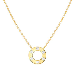 Nomination CARISMATICA Halskette aus 925er Silber (vergoldet), dazu Anhaenger, mit Cubic Zirkonia verziert (019_(Kreis, Weiss)) 240911/019