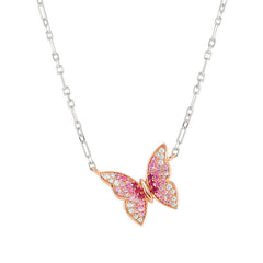 Nomination CRYSALIS Halskette aus 925er Silber, dazu Anhaenger, rosevergoldet und mit Cubic Zirkonia besetzt (040_(Schmetterling)) 241103/040