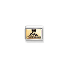 Nomination COMPOSABLE CLASSIC PLATTEN Element aus Edelstahl, mit 18Kt Gelbgold verziert (50_(Polizistin)) 030166/50