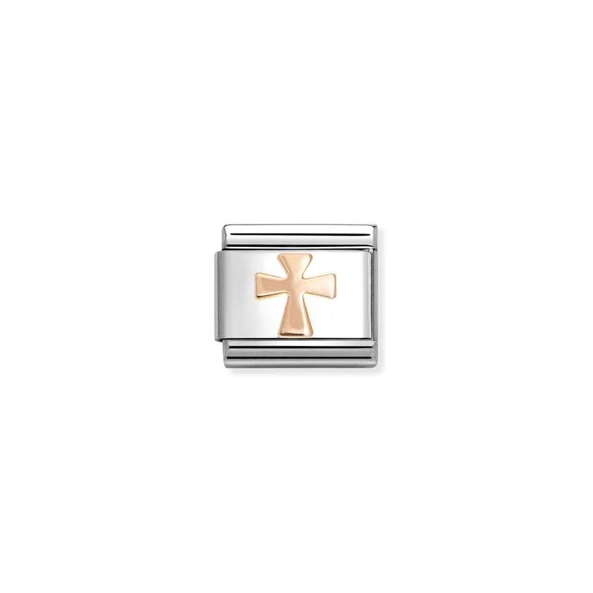 Nomination COMPOSABLE CLASSIC SYMBOLE Element aus Edelstahl, mit 9kt Rosegold verziert (56_(Kreuz)) 430104/56