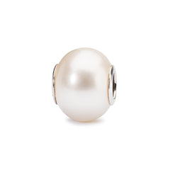Trollbeads das Original Silber Bead Weiße Perle TAGBE-00085