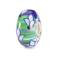 Trollbeads das Original Glas Bead Blaue Iris Blüte TGLBE-20384