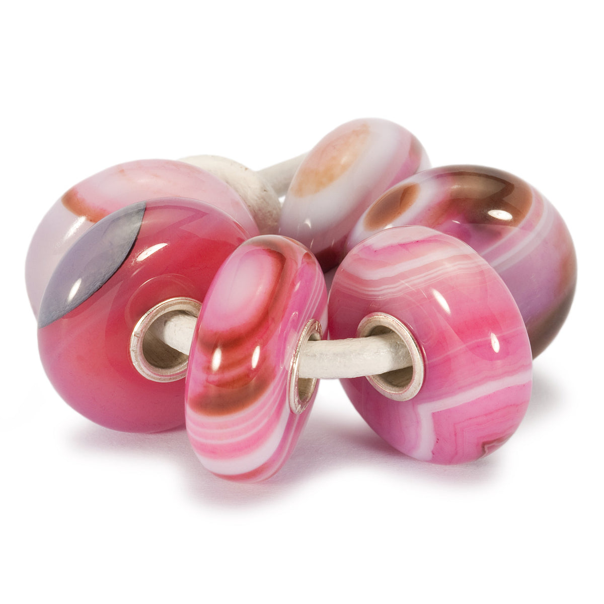 Trollbeads das Original Edelstein Bead Rosa gestreifte Achat Set TSTBE-00001